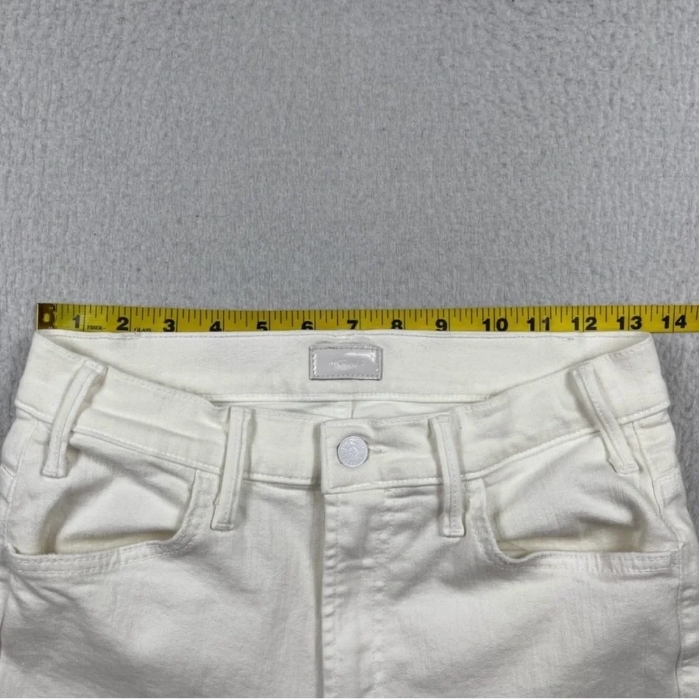 Mother Jeans Womens 29 White Denim High Rise Flare Hustler Ankle Fray Coastal - Picture 4 of 11